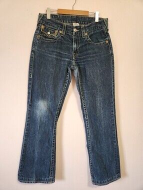 Vintage True Religion Y2K Bootcut Jeans Thick Yellow Stitch Size 32
